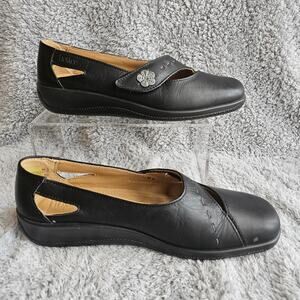 NEW‎ Hotter Women Soft Leather Cut Out Bliss Mary Jane Flats Size 9 Black Office
